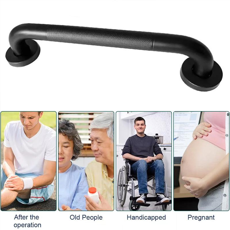 2 ks/balení Koupelnová protiskluzová bezpečnostní madla pro hendikepované Nerezová ocel Černé madlo Madlo 30CM