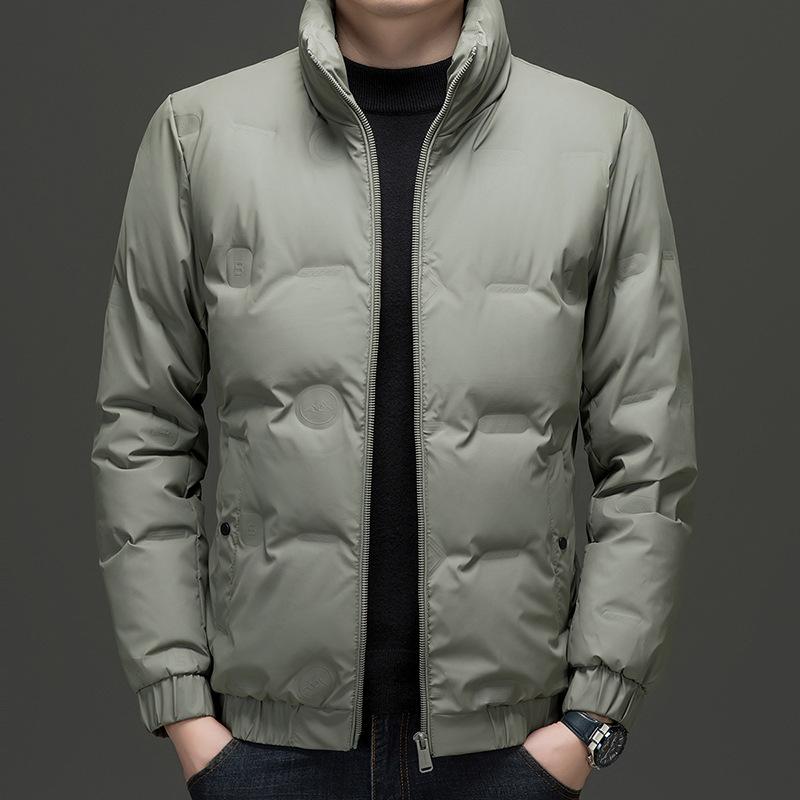 Winter Casual Solid Color Versatile Warm Men'S Stand-Up Collar Down Jacket Popular Middle-Aged Dad Jacket