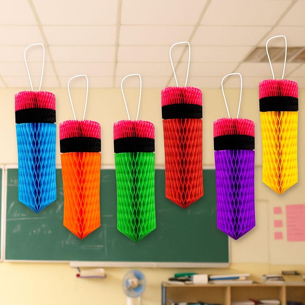 Paper Back To School Pencil Pendant Colorful Paper Pencil Ornaments Crayon Decor  School Event