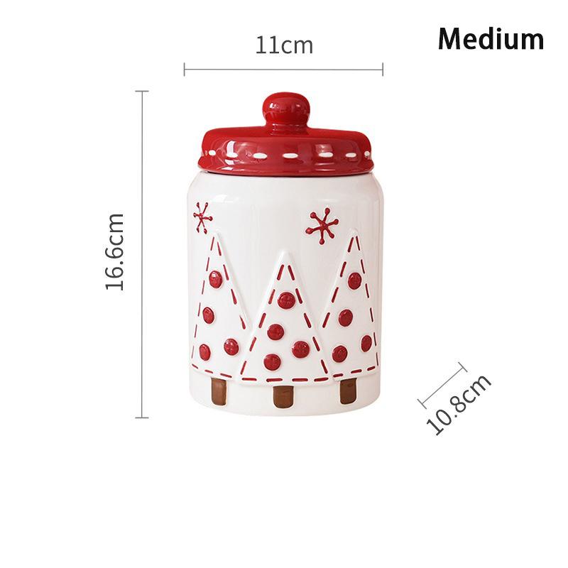 Nordic Style Santa Claus Elk Tree Round Ceramic Sealed Jar Candied Dried Fruit Nut Food Storage Container Kitchen Accessories