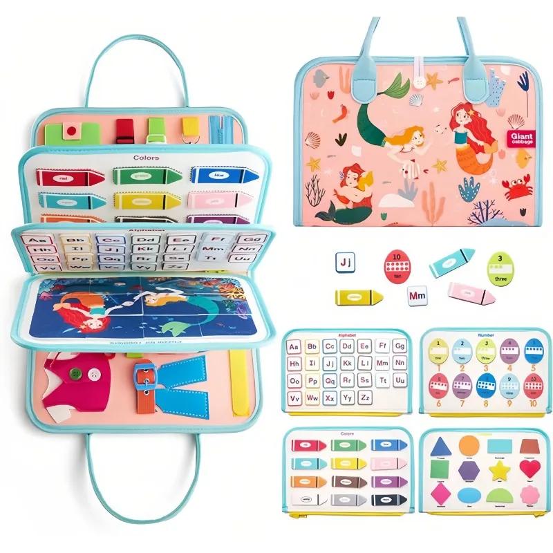 Развивающая Монтессори Бизиборд для малышей Сенсорная развивающая игрушка Развитие мелкой моторики Дорожный обучающий подарок Полиэстер