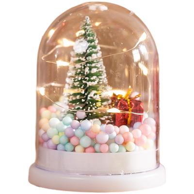 Battery Operated Christmas Tree Night Light with Snow Scene for Kids Desktop Use Providing Cozy Lighting for Holiday Decoration
