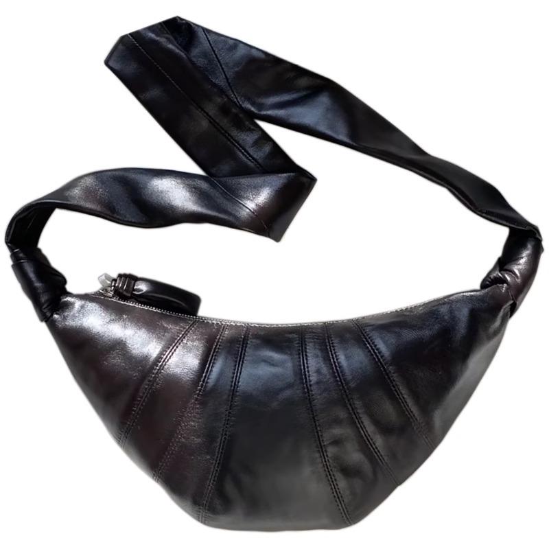 Leather Croissant Women'S Head Layer Sheepskin Niche Fanny Pack Shoulder Crossbody Breast Bag Croissant Bag Dumpling Bag