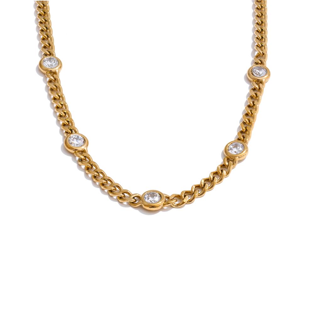 

Yhpup High Quality Shiny Cubic Zirconia Chain Necklace for Women 316L Stainless Steel Polished Charm Fashion Jewelry Recommend