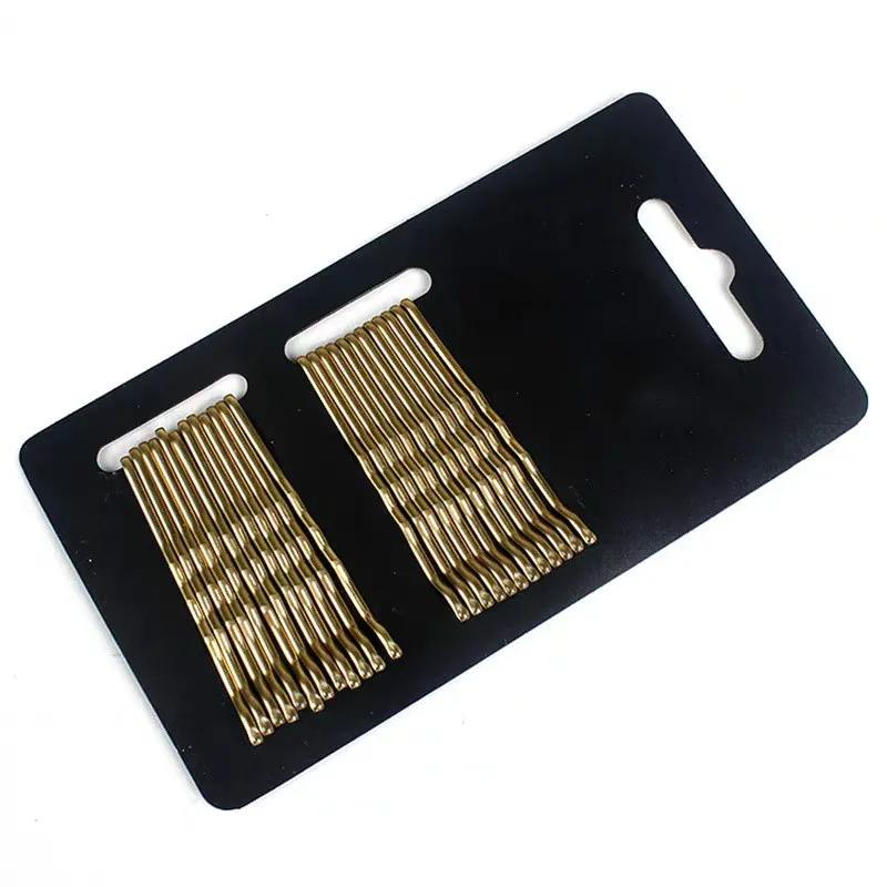 24pcs/lot Women Gold Black Drip Invisible Hair Grips Curly Wavy Bobby Pins For Daily Use Wedding Party Hair Maker