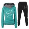 Spring and Autumn Winter Casual Sportswear Set with Love Letter Printed Women's Hoodie and Sweatshirt Set Trendy