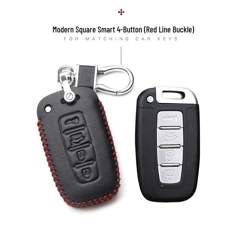 Hyundai Genuine Leather Key Case for Santa Fe, ix35, Mistra, Elantra, Reina, Veloster, Sonata
