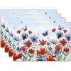 Wildflower Butterfly Sky Background Printed Placemats Heat Resistant Spring Garden Casual Dining Indoor Table Home Decor