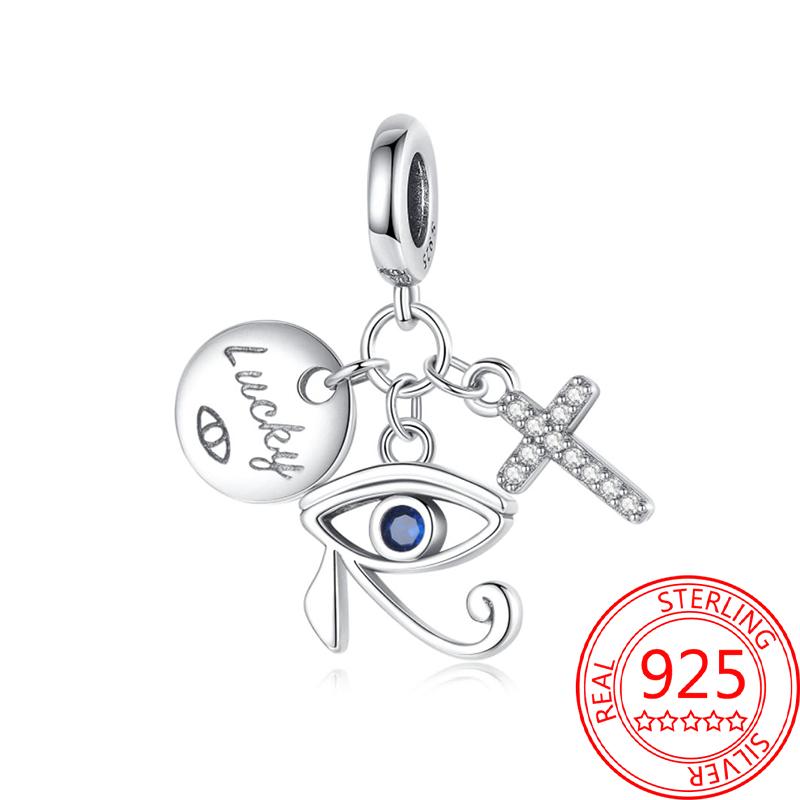 Mysterious Copper Love Evil Eyes Celtic Knot Palm Pendant Beads Safety Clip Fit Brand Bracelet Premium Gift Diy