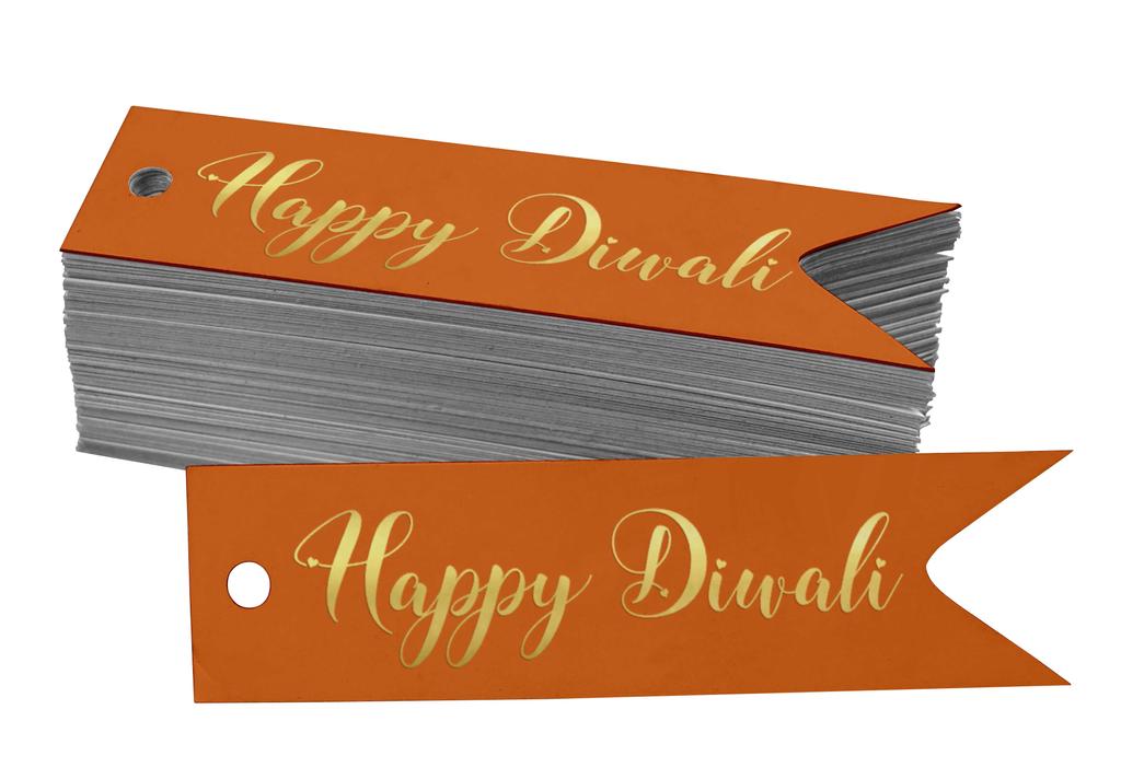 Inkdotpot Pack Of 100 Happy Diwali Favor Paper Tags Craft Real Gold Foil Hang
