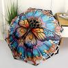 1PC Butterfly Mandala Automatic Open/close Umbrella with 8-Rib Structure for Women/Men, All-Season Use - Travel Essential, Stylish Accessory, Highqual