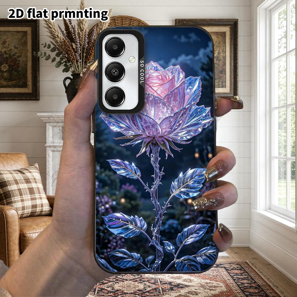 Phone Case: 2D Flat Samsung Galaxy A34 A35 M05 M06 S20 S22 S21 FE Plus 5G Protective Case, Couple Style, Glowing Crystal Rose, Christmas and Halloween