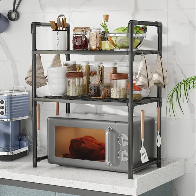Multi-Layers Simple Storage Shelf Standing Countertop Seasoning Oven Shelf Kitchen Microwave Racks Kitchen Organizing Racks