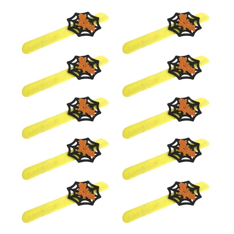 Holiday Wrist Accessories Set of 10 Slap Bracelets for Group Guests, Seasonal Wristbands for Class Parties and Family Plans
