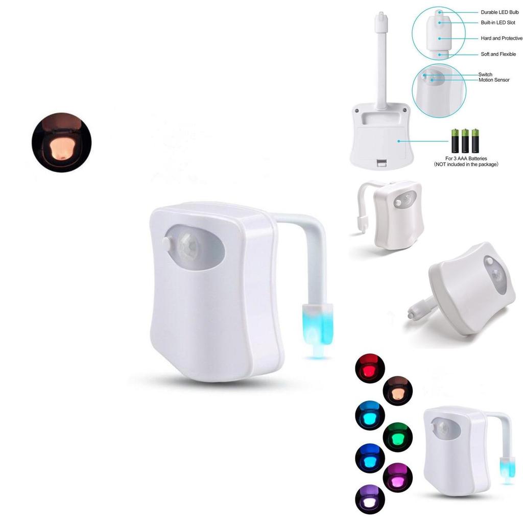 Rechargeable Bathroom Night Light With Sensor And 8 Color Options For Modern Toilets