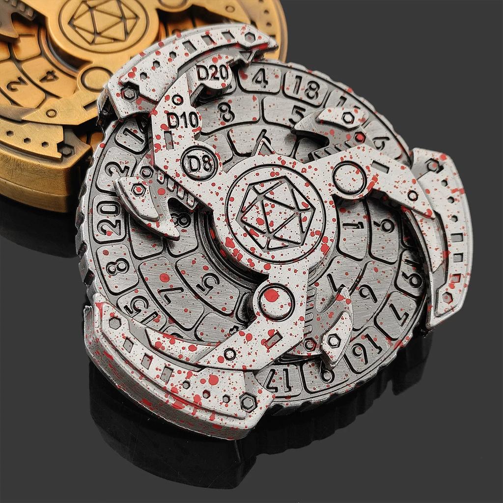 Metall COC Laufende Würfel 7-in-1 Fingerspitzenkreisel Drehteller Polyeder Metallwürfel DND Dungeons & Dragons
