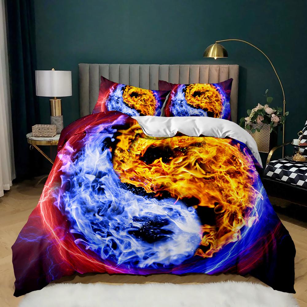 Yin Yang Duvet Cover Set for Girl Boy Children Chinese Ancient Culture Art Polyester Comforter Cover Decorative Gossip Pattern