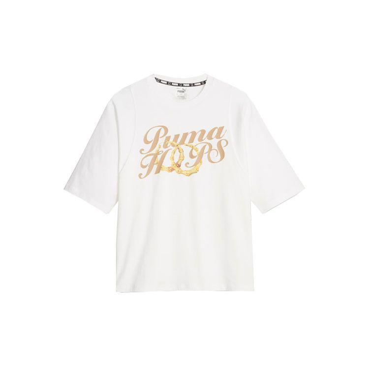 

Puma Letter Print Short Sleeve T-Shirt Women Tops White 622168-01 XL