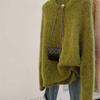 Høst og Vinter Dame Enkel Casual Grønn Myk Alt-Match Strikket Genser Dame O-Hals Langermet Løse Pullover Topper Søte Gensere