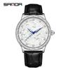 Sanda Heavy Duty Quartz Retro Men's Watch with Fine Embossed Horse Leather Strap, Fashionable Luminous Design.