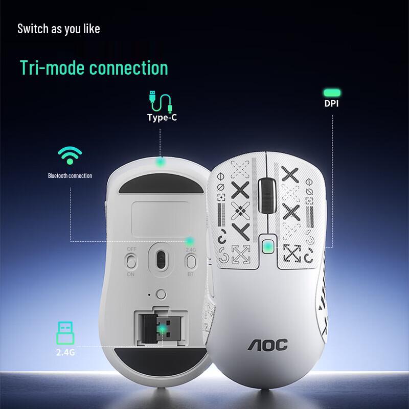 AOC GM210 Three-Mode Lightweight Ergonomic Mouse