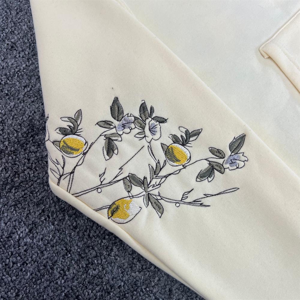 Derschutze "Garden of Eden" Embroidered Fleece Zip-Up Hoodie for Men & Women.