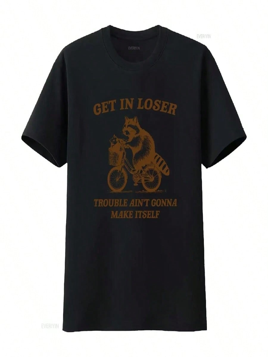 Get In Loser Trouble Ain t Gonna Make Itself T Shirt Funny Raccoon Meme Trash Panda Merch SweaT Opossum Vintage Washed S разноцветный