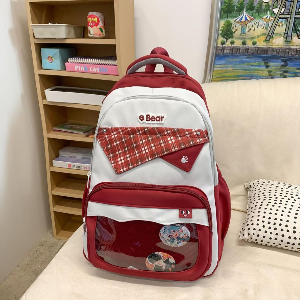 Korean Version of Schoolbag for Female Junior High School Students, Cute Transparent Pain Bag, Large-capacity Computer Backpack, Versatile St