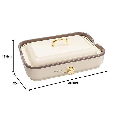 IRIS OHYAMA Hot Plate Takoyaki Maker Deep Pot 2way Easy To Wash Stylish Temperature Adjustment Function Warranty PHP-1002TC-VC Vanilla Cream