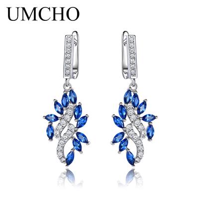 Blue Sapphire Drop Earrings Anniversary Birthday Valentine's Day Jewelry Gifts for Women Wife Her Girls