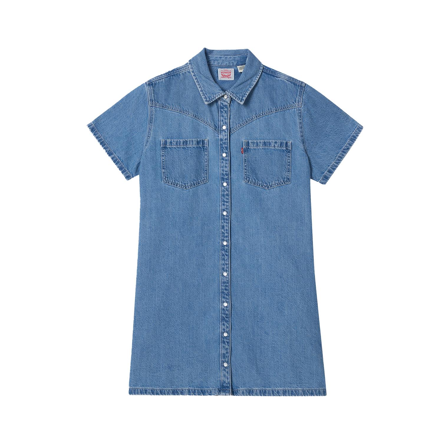 Levis Свободное Американский Винтаж Повседневное Удобное Джинсовое Короткий Рукав Платье Женские платья 006LG-0001 XS