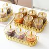 Transparent Striped Kitchen Seasoning Jar Grain Storage Container Gold-plated Sugar Jar Household Seasoning Box Salt Jar Bottle