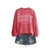 Womens Cozy Casual Round Neck Long Sleeve Cotton Sweatshirt With Letter Print Loose Fit