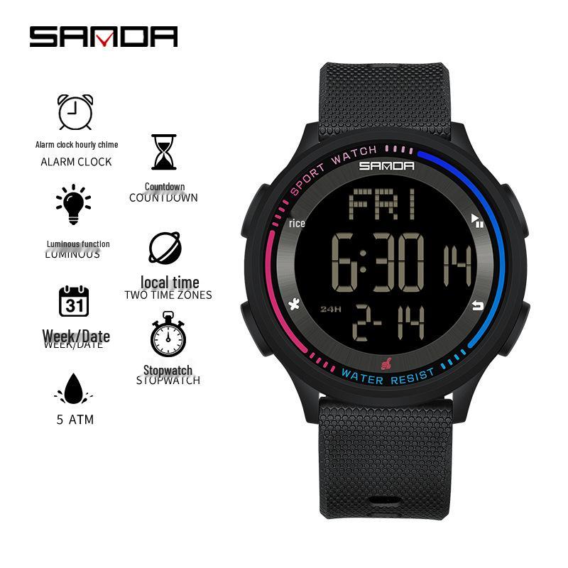Sanda New Youth Luminous Waterproof Student Watch - Unisex Design for Middle Schoolers