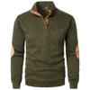 Men's Stand Collar Sweatshirt Jacket Knit Elbow Patch Casual Jacquard Cardigan Hoodie
