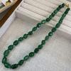 Retro Light Luxury High Sense Green Agate Stone Beaded Necklace Femininity Chinese Style Guochao Ethnic Style Cheongsam Collarbone Chain