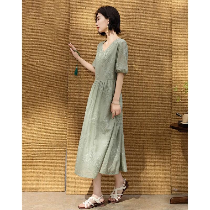 Demana Elegant Summer Embroidered V-neck Midi Dress
