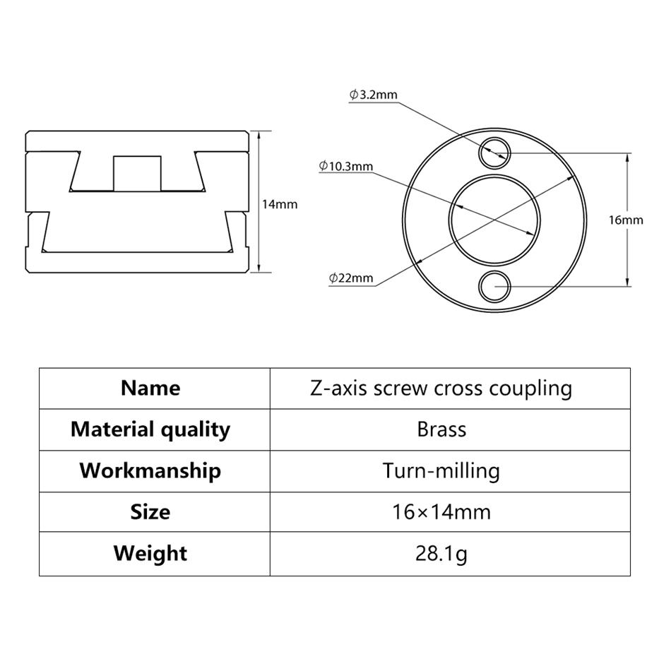 KINGROON 16mm Oldham Coupling T8 Z-axis Screw Hot Bed Reduce Printing Swing 3D Printer Parts CNC Flexible Shaft Coupler Cylindri