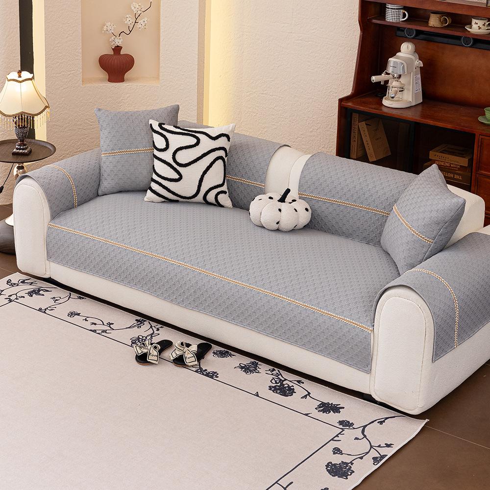 Qiandongge Summer Sofa Mat Mat Non-Slip  New Cool Ice Silk Leather Straight Row Summer Light Luxury Seat Cushion