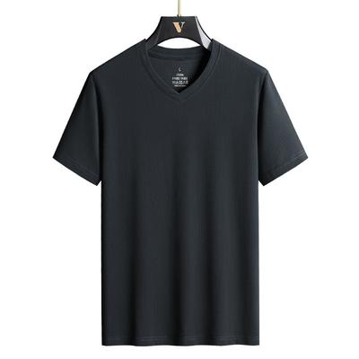 Herren V-Ausschnitt Eis Seide Kurzarm T-Shirt Übergröße Sommer Slim Fit Locker Sport Hühnerherz Kragen T-Shirt