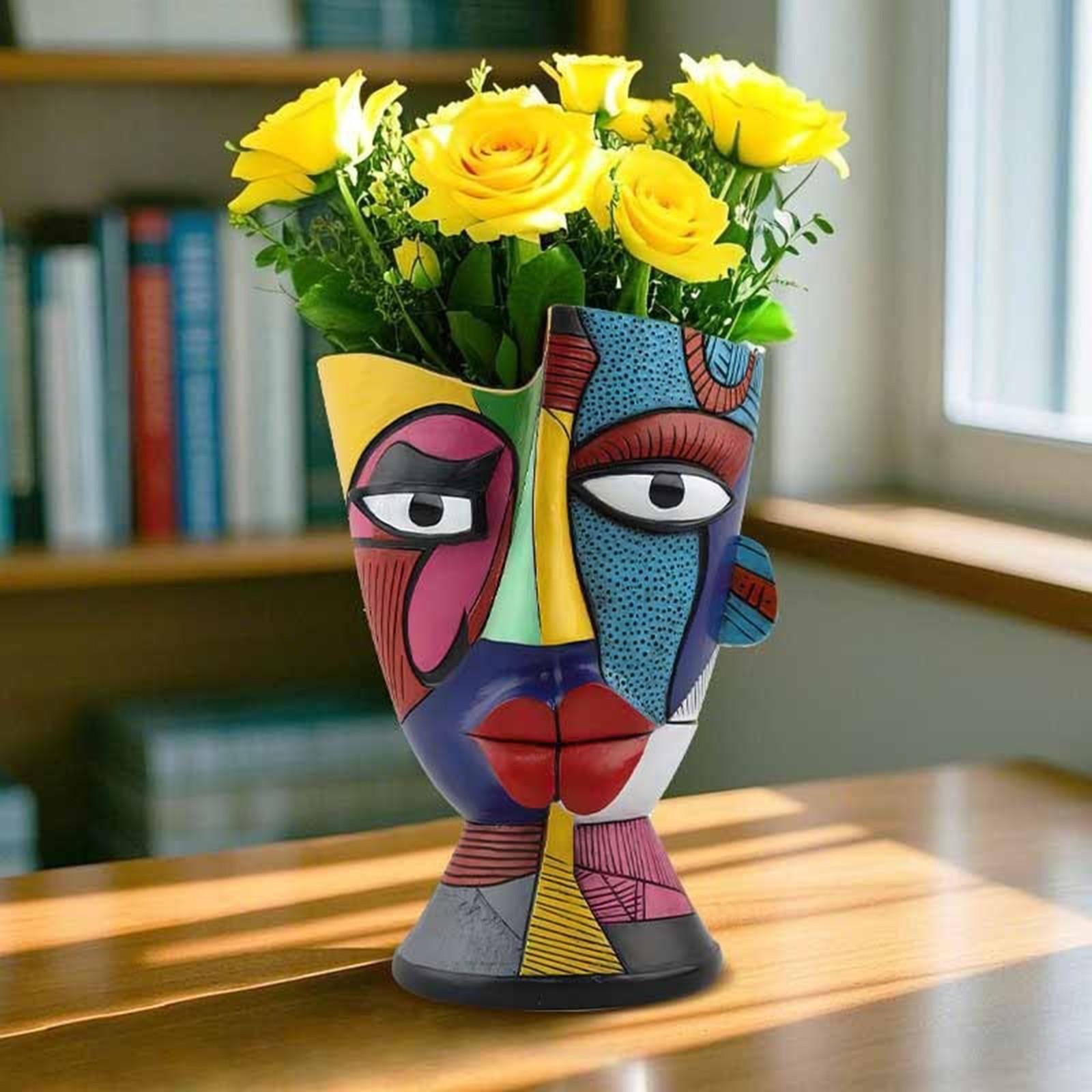 

Ручная работа Пикассо Антикварный Абстрактная Красота Лицо Цветочный Горшок One Size