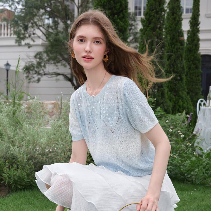 Betu Women's Gradient Sequin Knit Short Sleeve Top