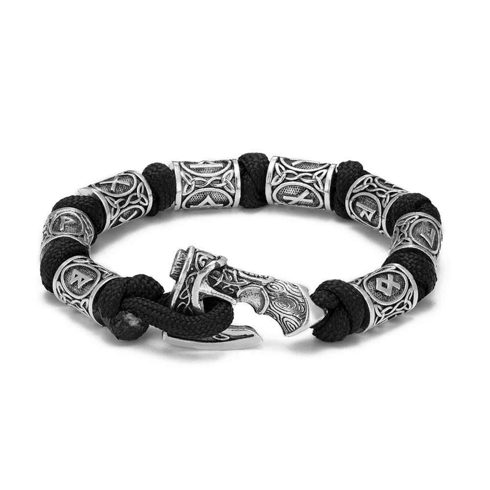 Nordische Wikinger-Äxte Wickelarmbänder für Männer, Mjolnir-Hammer, Camping, Paracord, Überlebensseil, Armband, Amulett, handgefertigter Männerschmuck, Geschenke
