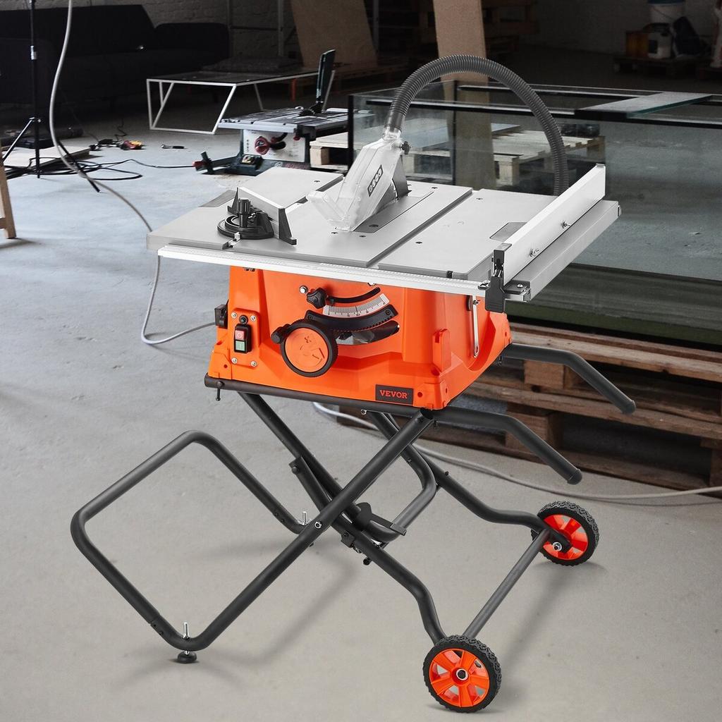 10" Table Saw w/ Stand Electric Cutting Machine 4800RPM 25-in Rip Capacity