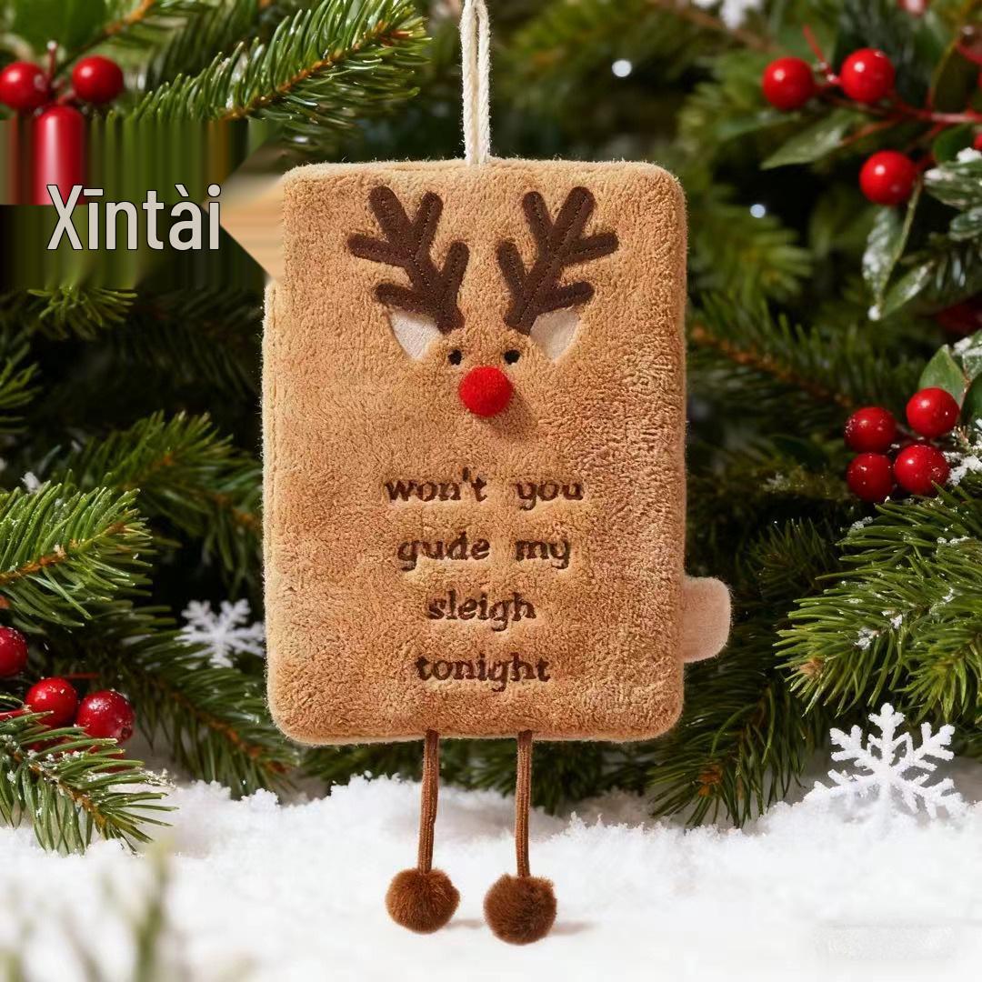 Cartoon Christmas Coral Fleece Hand Towel - Absorbent, Quick-Drying, Hanging Wipe for Kitchen хаки