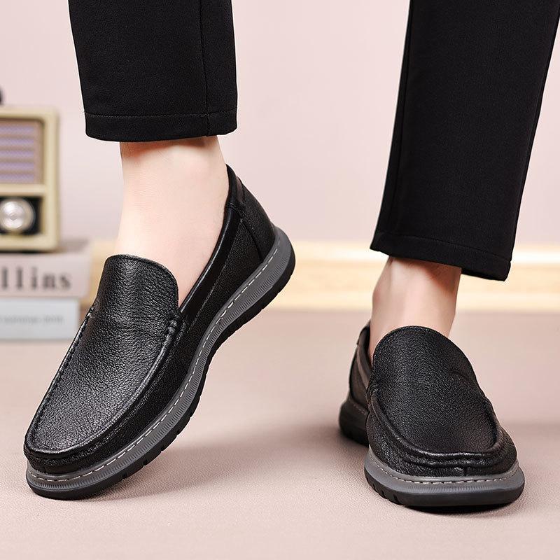 Autumn sheepskin beanie shoes men's soft-soled soft-faced leather foot-fitting casual shoes one-pedal driving loafers men's