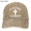Denim Cap My Life Guard Walks On Water Christian Easter Religious Baseball Dad Cap Classic Adjustable for Unisex Women Hats