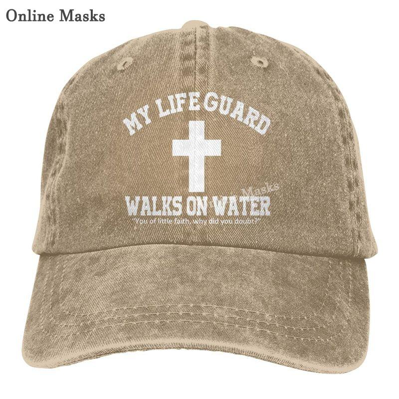 Denim Cap My Life Guard Walks On Water Christian Easter Religious Baseball Dad Cap Classic Adjustable for Unisex Women Hats