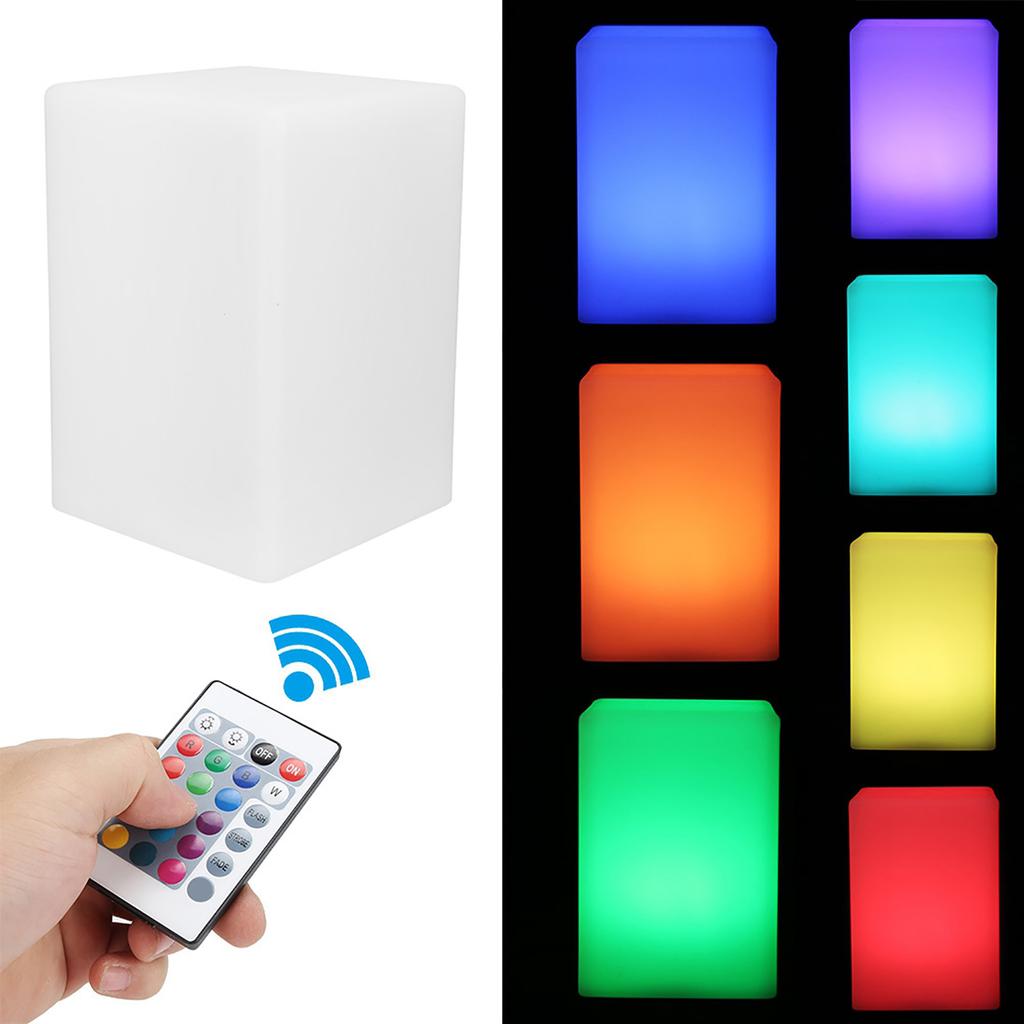 LED Desk Light Colorful Square Table Lamp with 24 Key Remote Control for Bedroom BedsideSquare