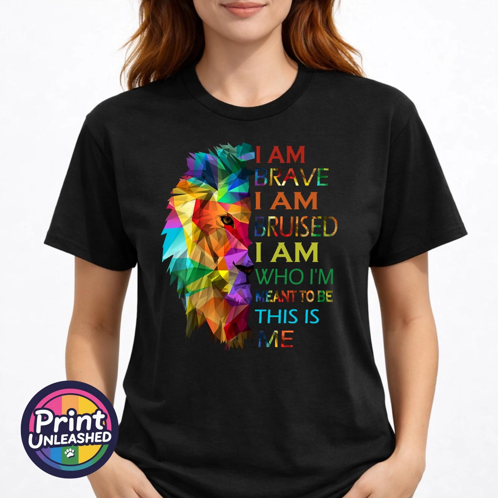 Greatest Showman This Is Me T-Shirt Rainbow Lion Kaleidoscope Graphic Tee S-2XL 4XL